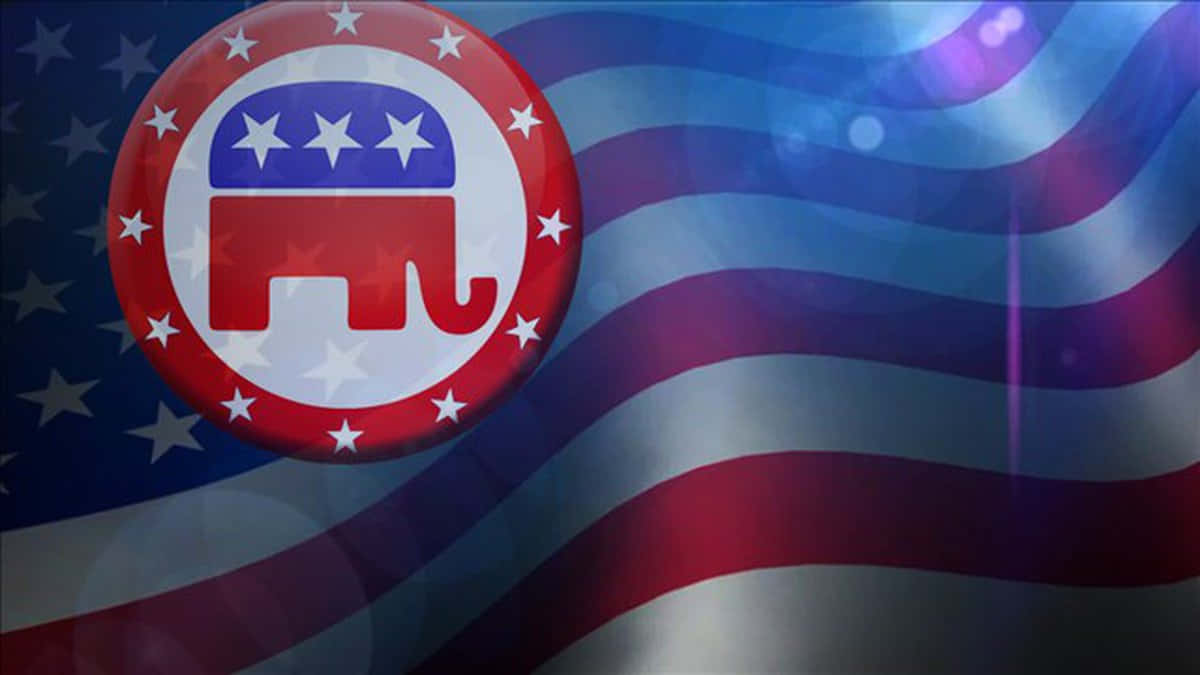 Republican Elephant Sign On US Flag Wallpaper