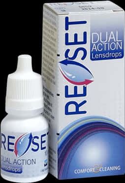 Reset Dual Action Lens Drops Packagingand Bottle PNG