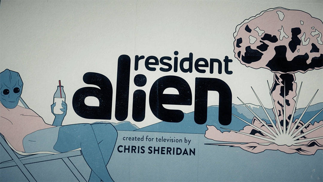 Resident Alien Blå Tegneserie Lignende Tapet Wallpaper
