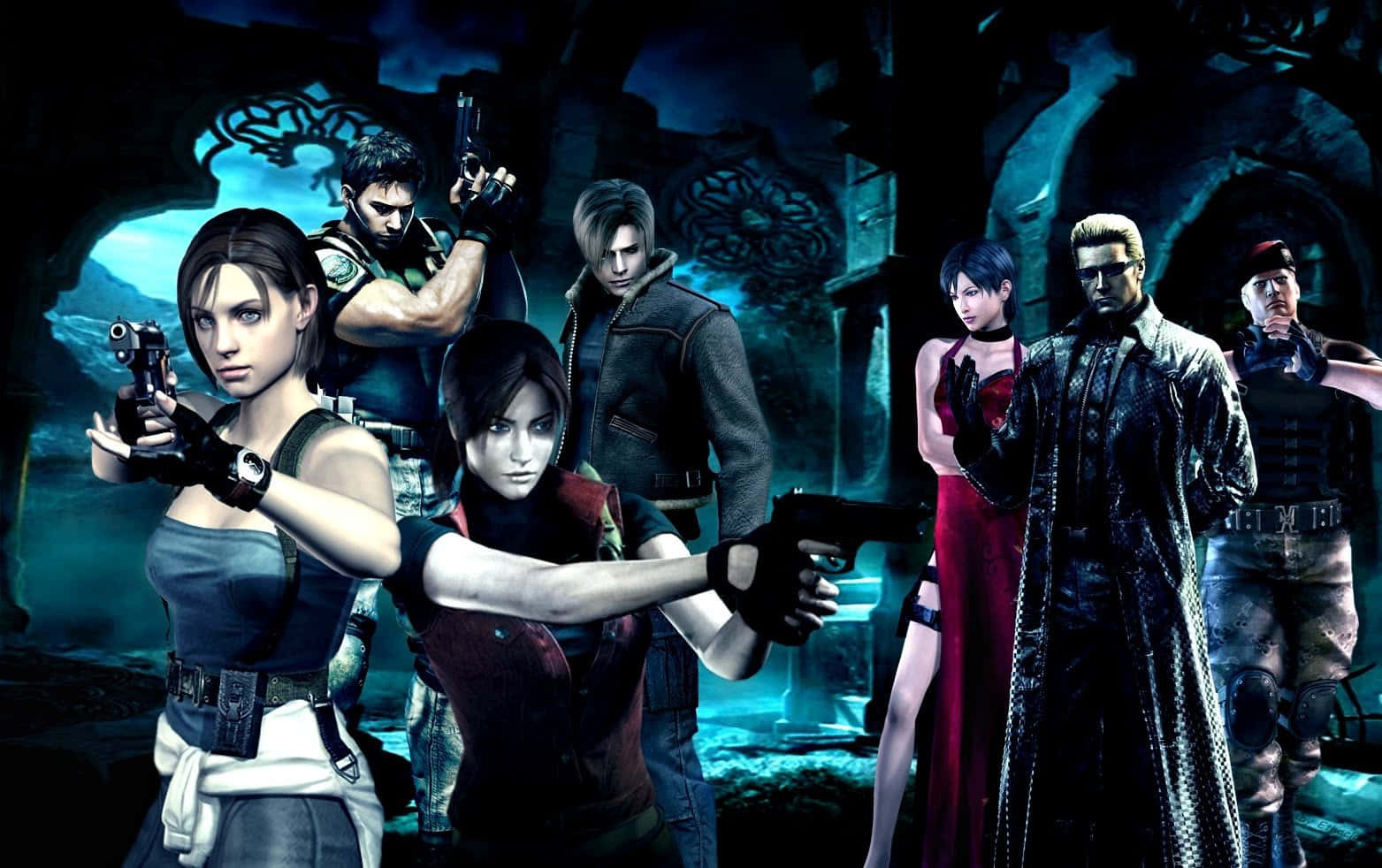 Fierce Zombies in Resident Evil Background