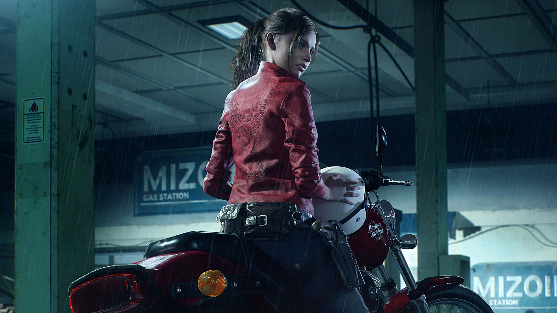 Image  Claire Redfield Defending Against a Zombie Attack Wallpaper