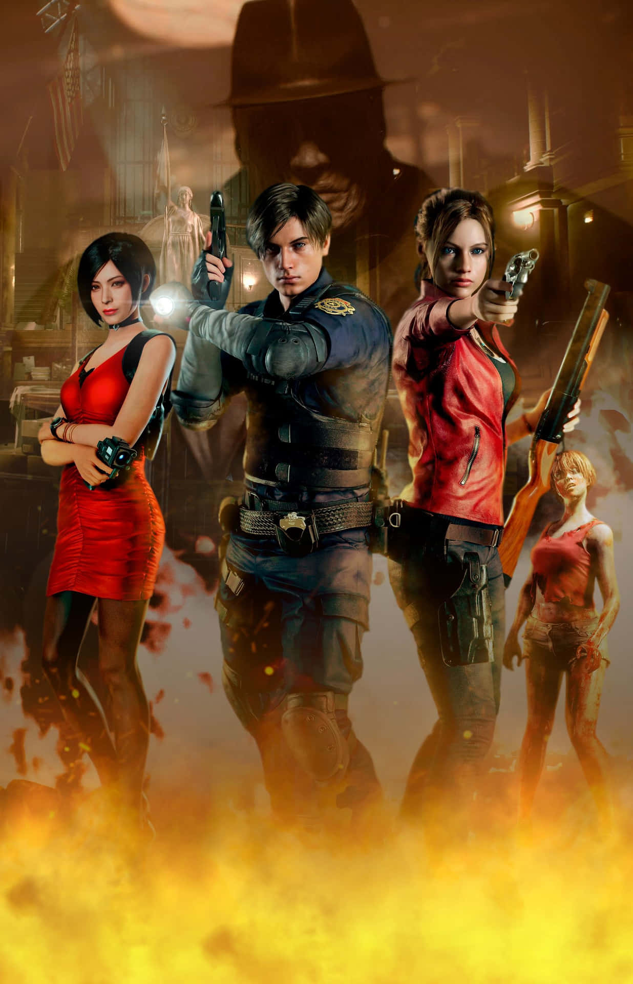 Claire Redfield, hovedpersonen i det horror-overlevelses videospil Resident Evil 2. Wallpaper