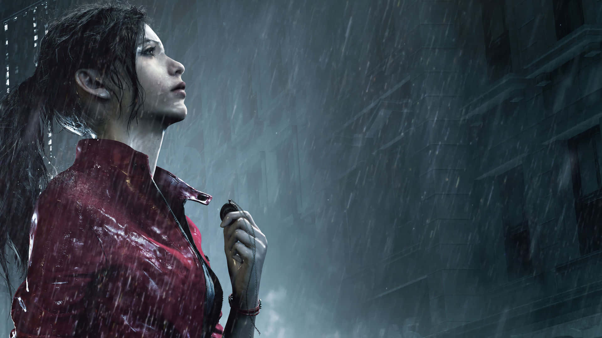 Resident Evil 2 Claire Necklace In The Rain Wallpaper