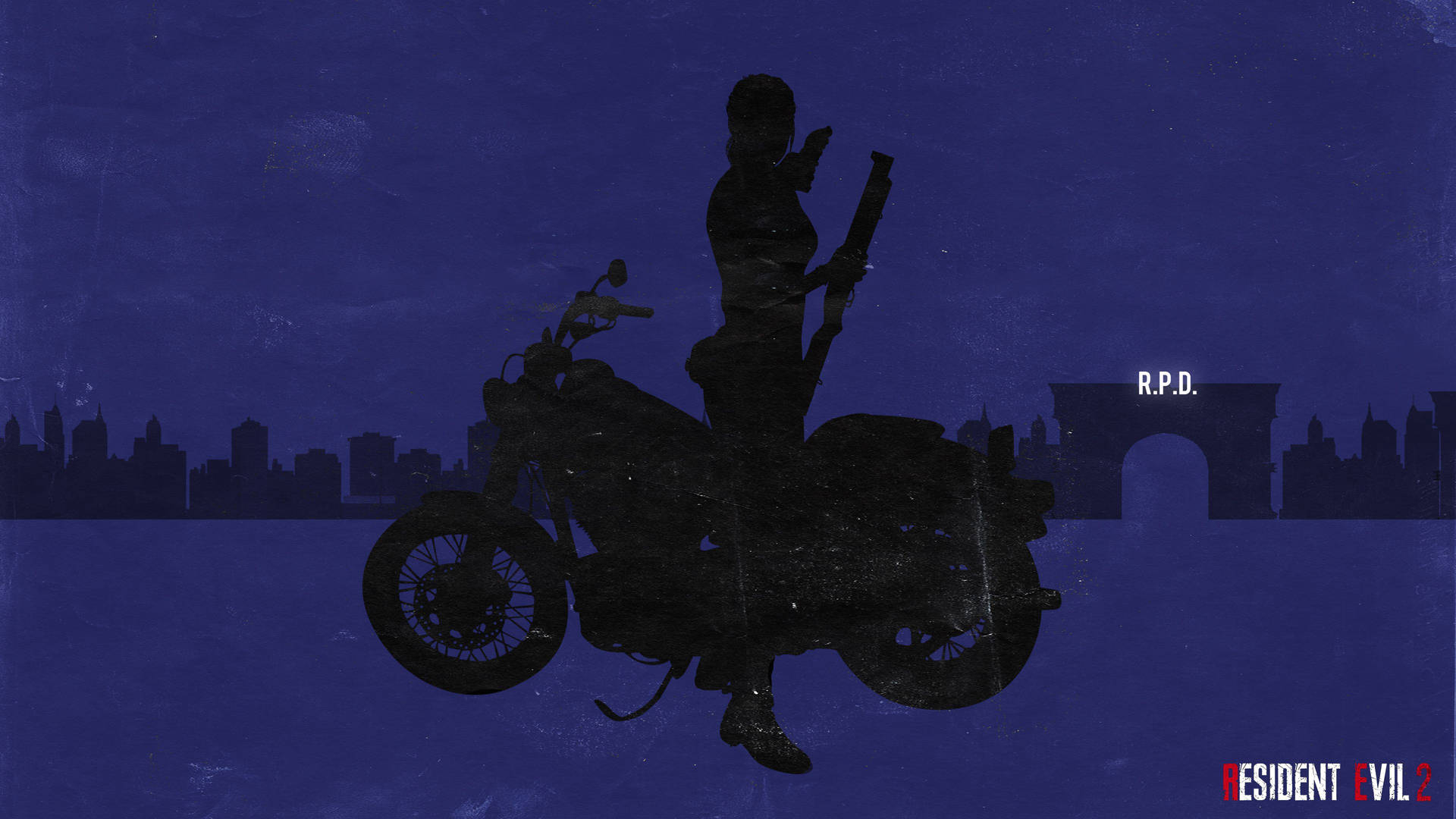 Resident Evil 2 Motorcycle Silhouettes Background