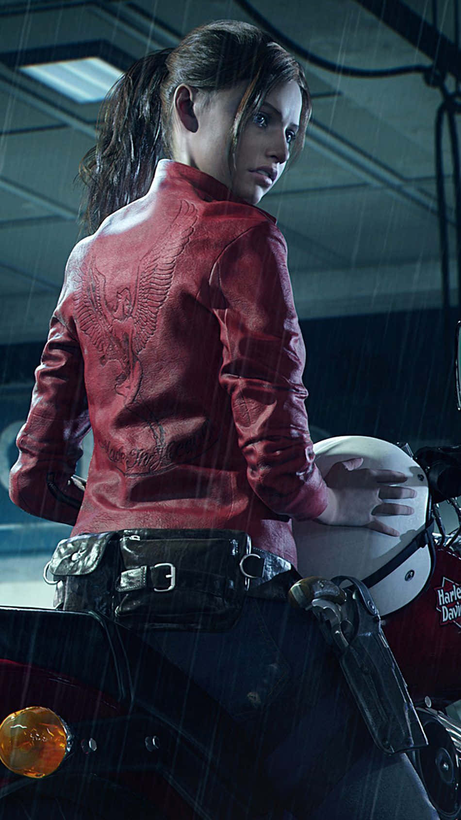 Resident Evil 2 Claire On The Motorcycle Phone Background