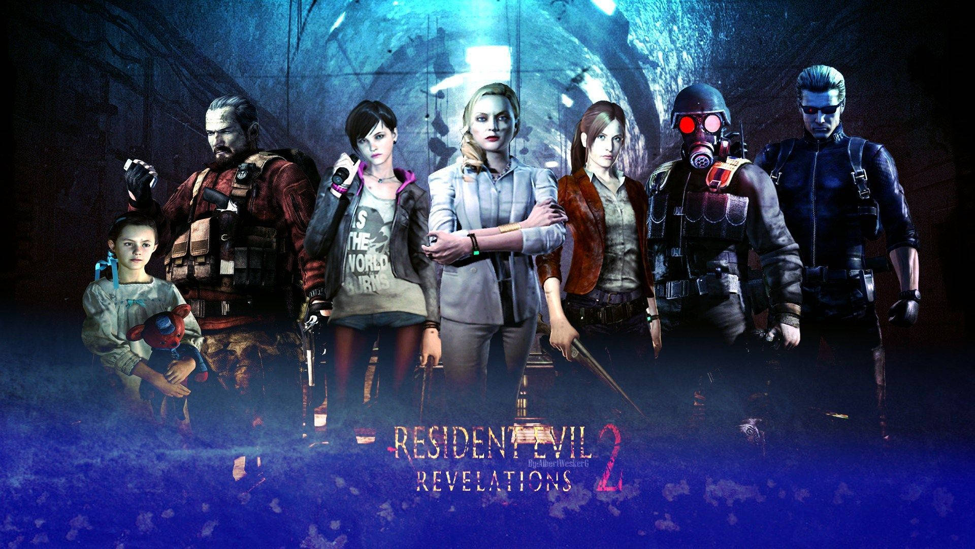Resident Evil 2 Revelations Characters In Blue Background
