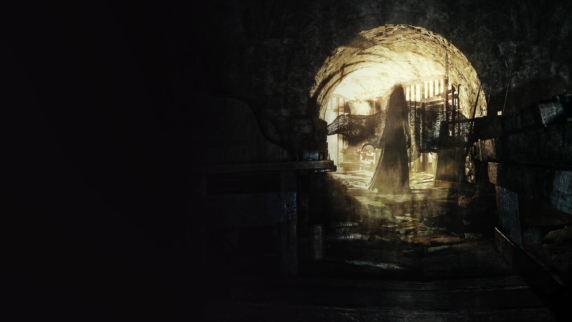 Residentevil 8: Dorftunnel In Der Dunkelheit. Wallpaper