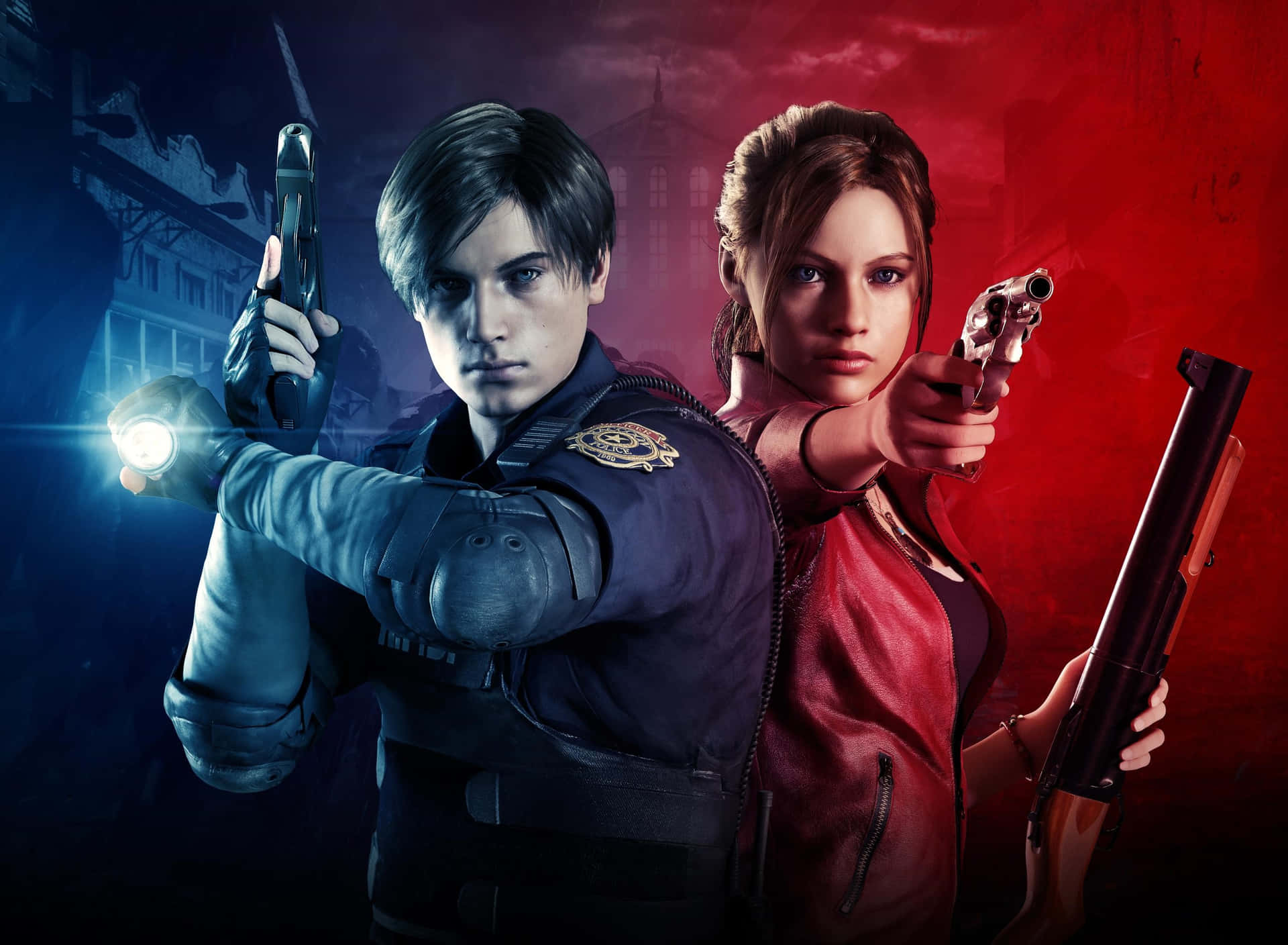 Resident Evil Blue And Red Shade Wallpaper