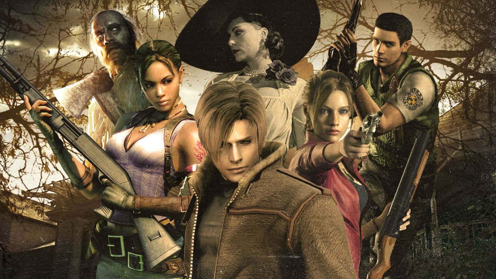 Iconic Resident Evil characters united in one action-packed frame Wallpaper