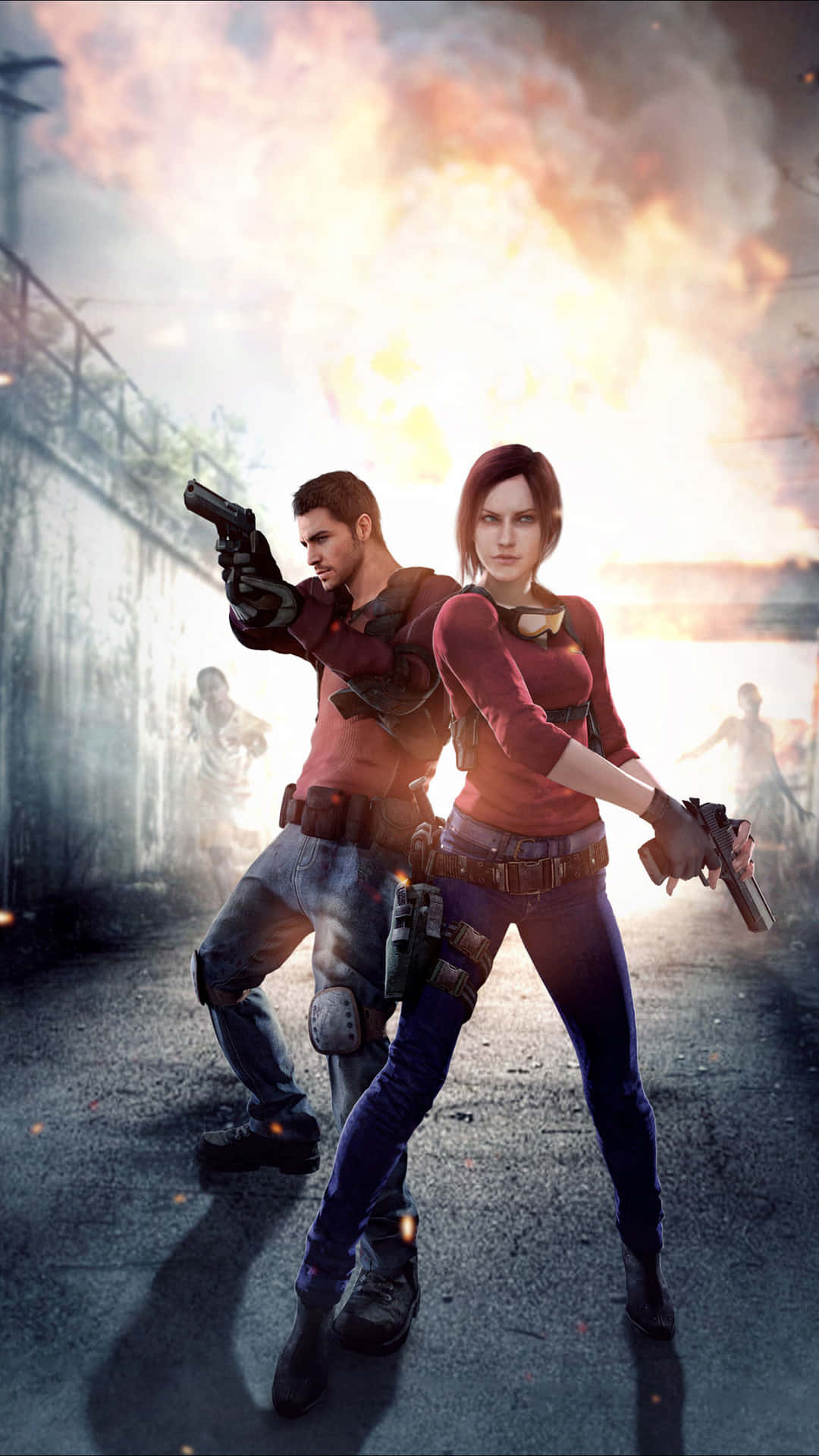 Resident Evil Iphone Couple In Battlefield Wallpaper