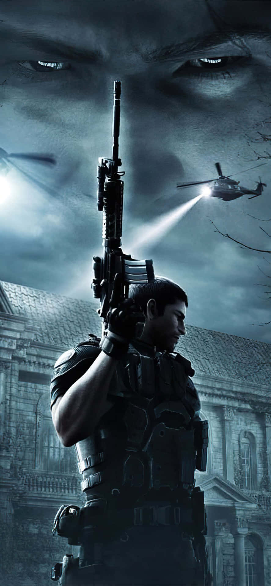 Resident Evil Iphone Man With Helicopters Wallpaper