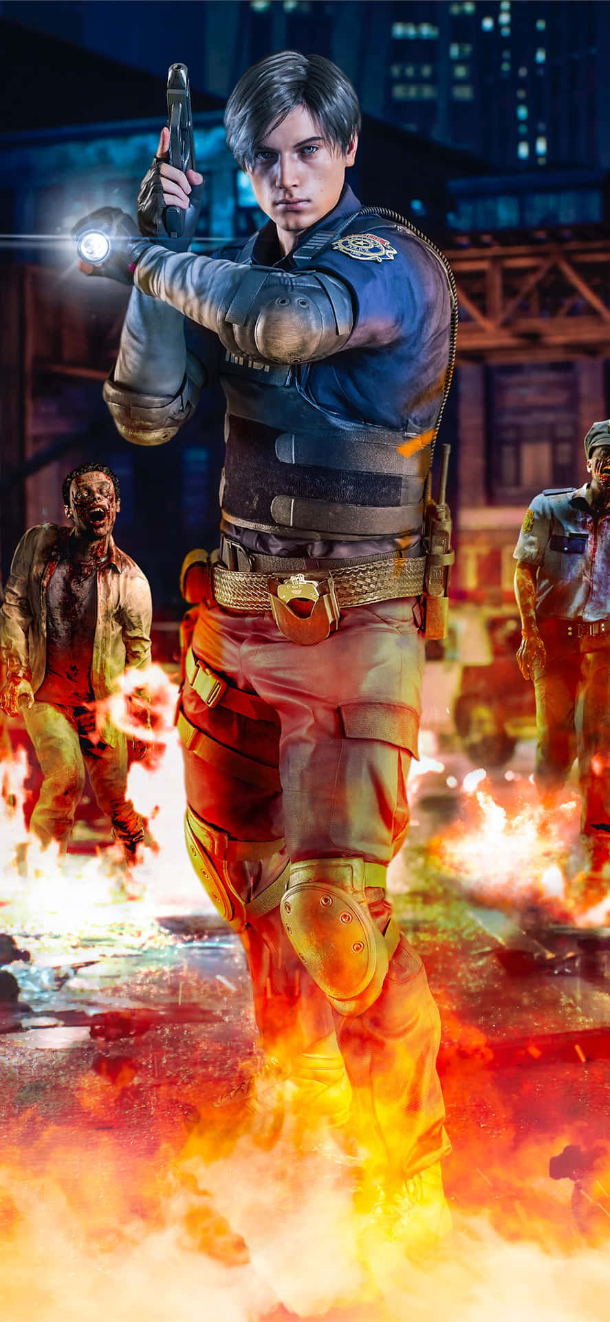Resident Evil Iphone Man In Burning Ground Wallpaper