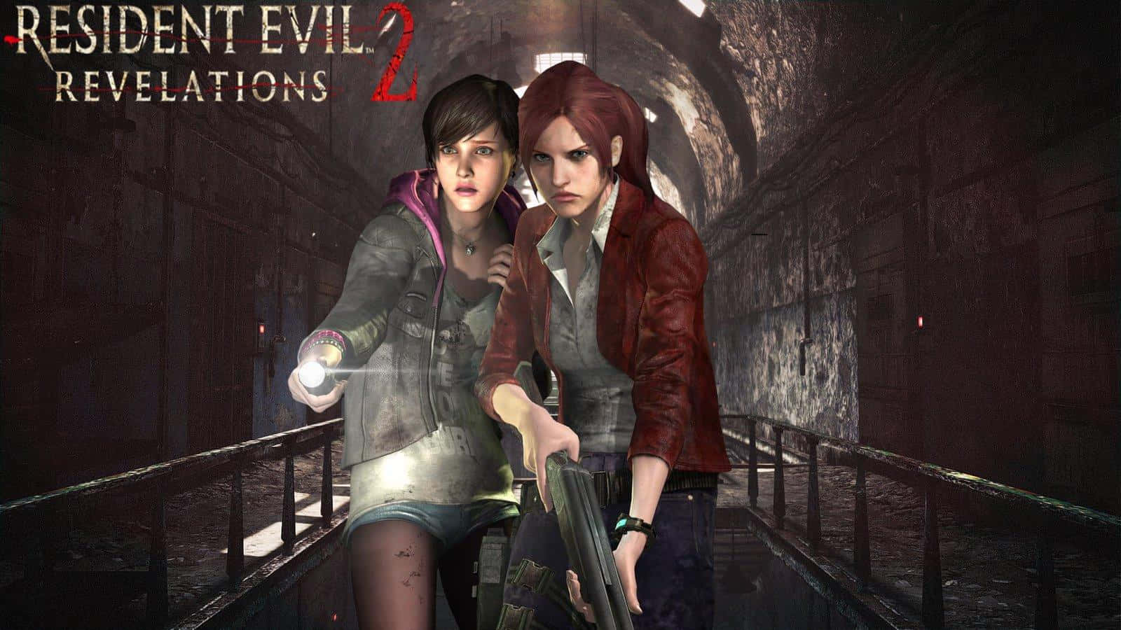 Claire Redfield og Moira Burton kæmper mod muterede skabninger i Resident Evil Revelations 2. Wallpaper