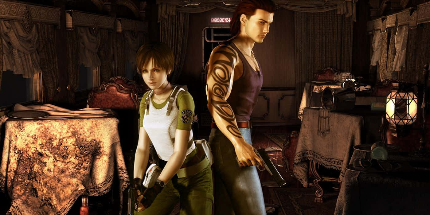 Resident Evil0 Personages Billy En Rebecca Achtergrond