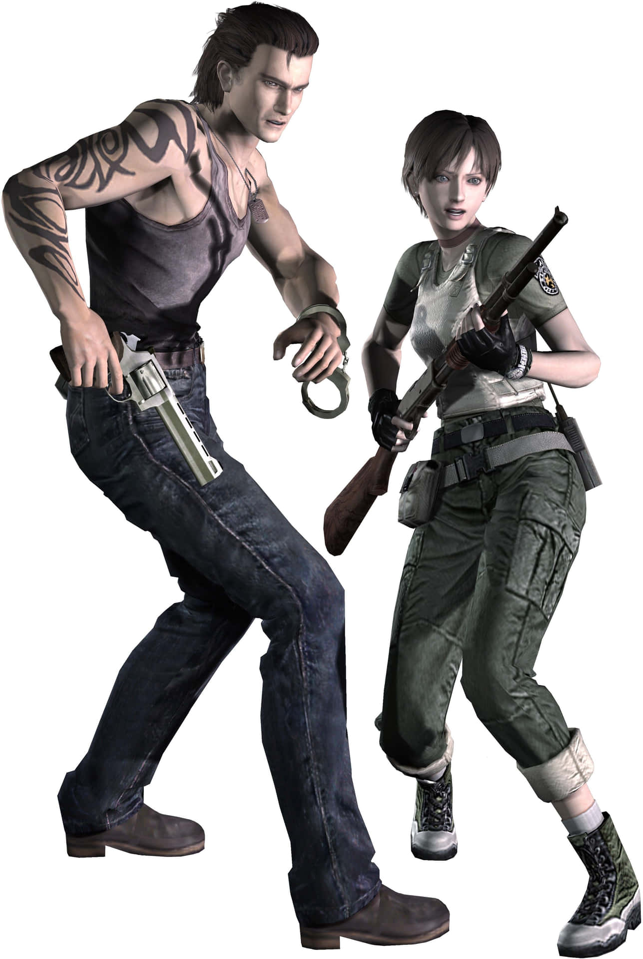 Resident Evil0 Personages Billy En Rebecca Achtergrond