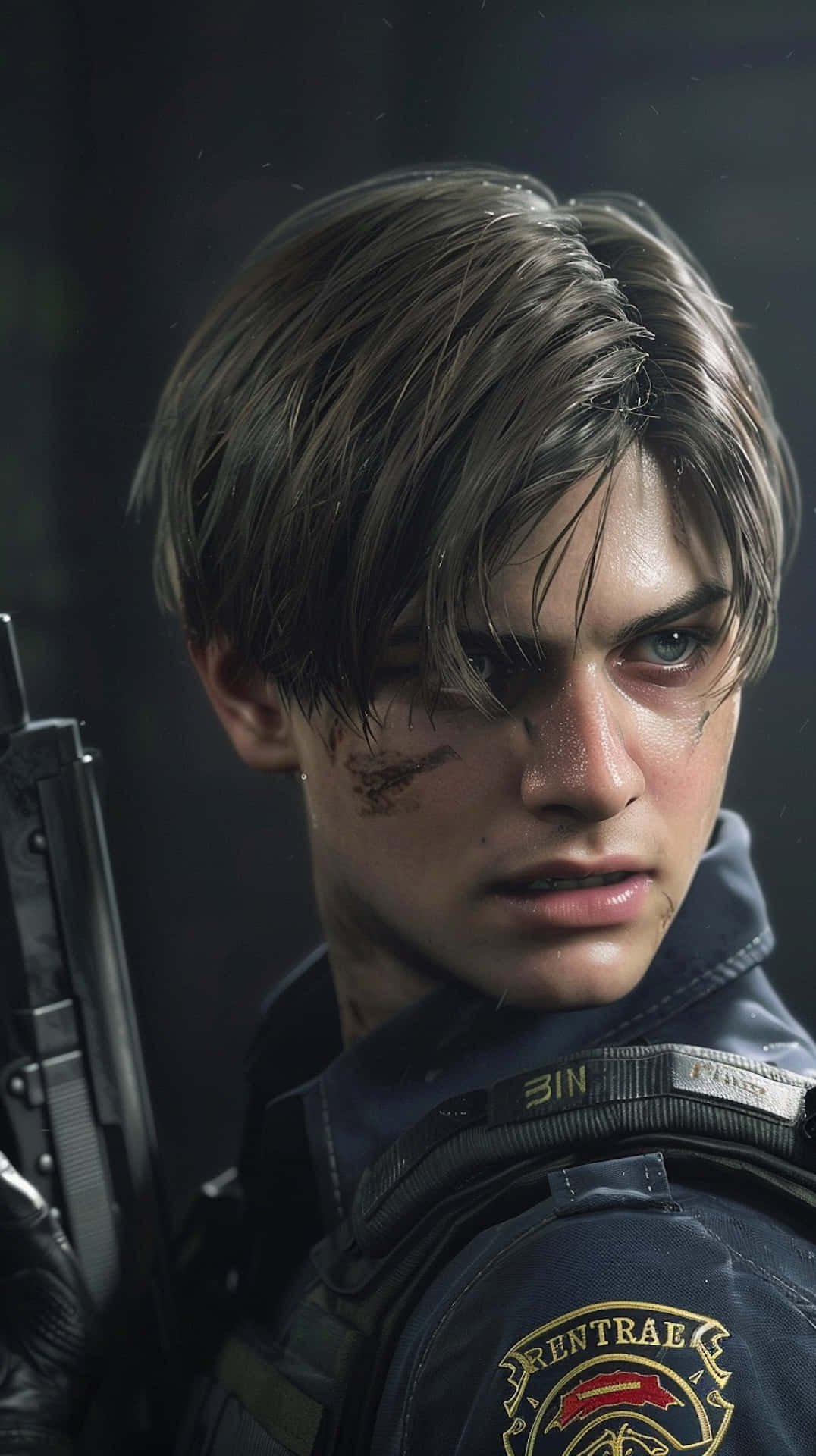 Resident Evil2 Remake Leon Nærbilde Bakgrunnsbildet