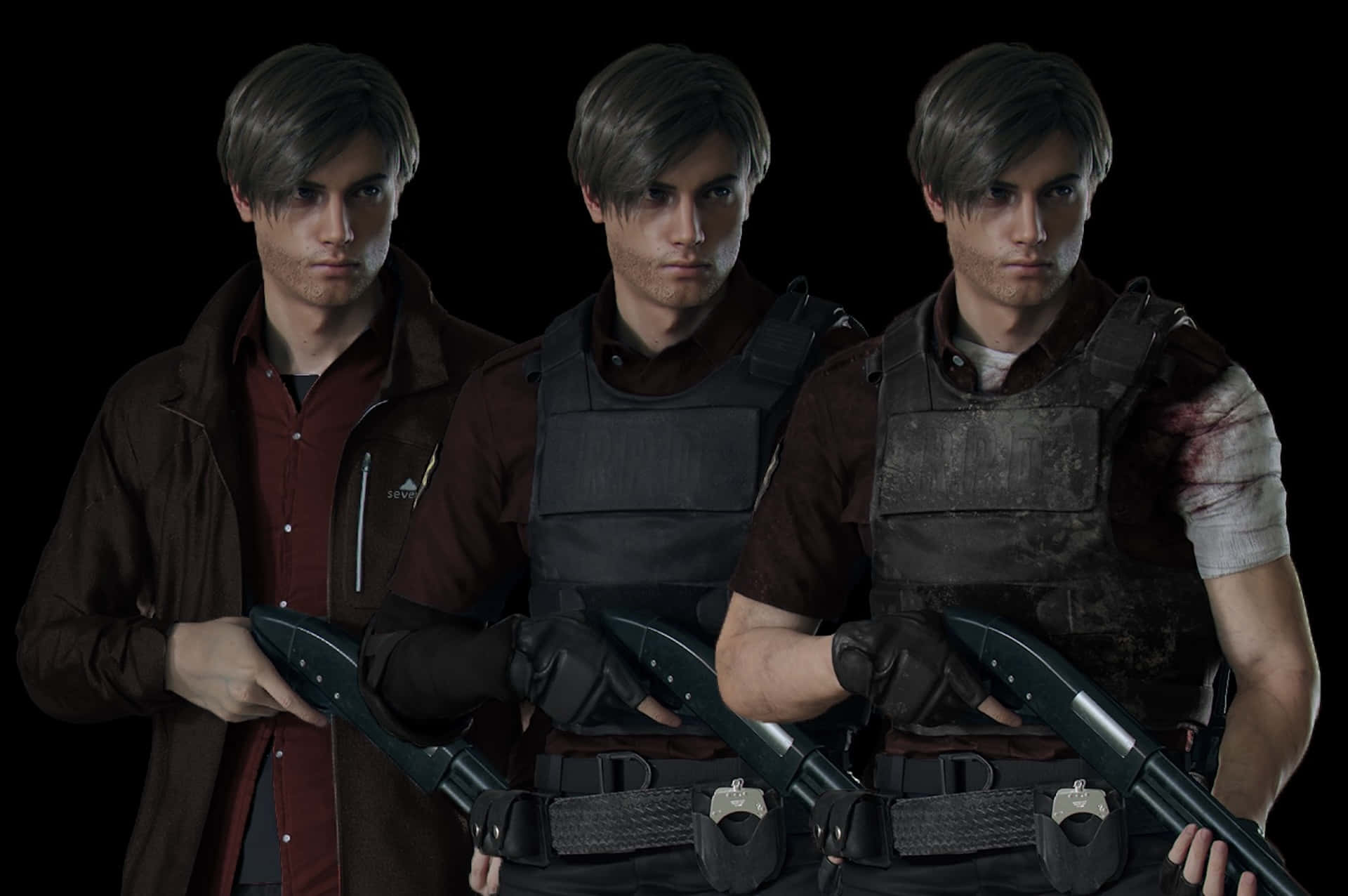 Resident Evil2 Remake Leon Triple Threat Wallpaper