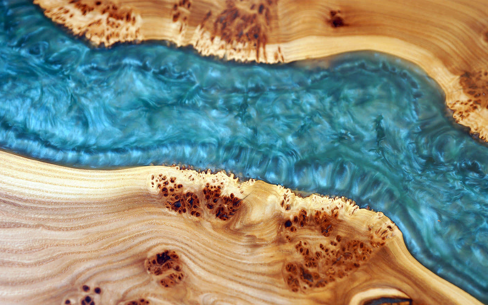 Resin River Wooden Tabletop Wallpaper