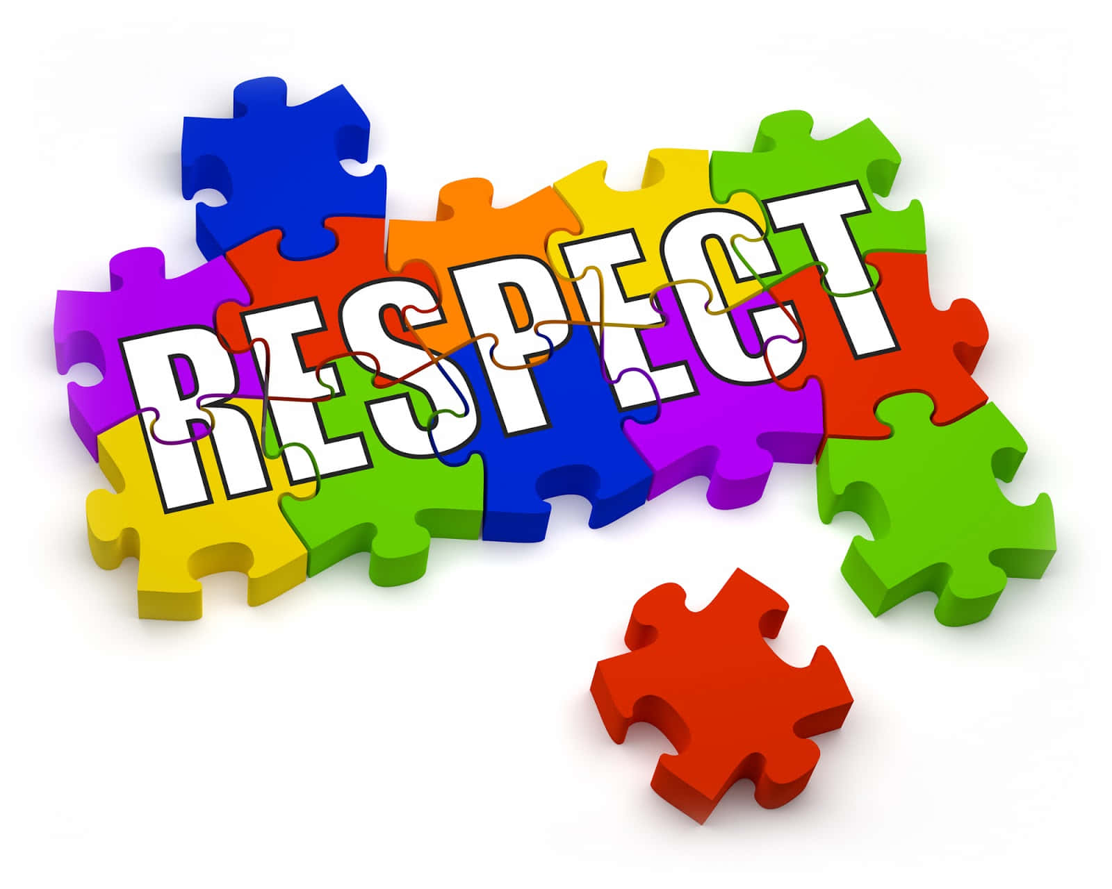 Respect Puzzle Pieces On White Background