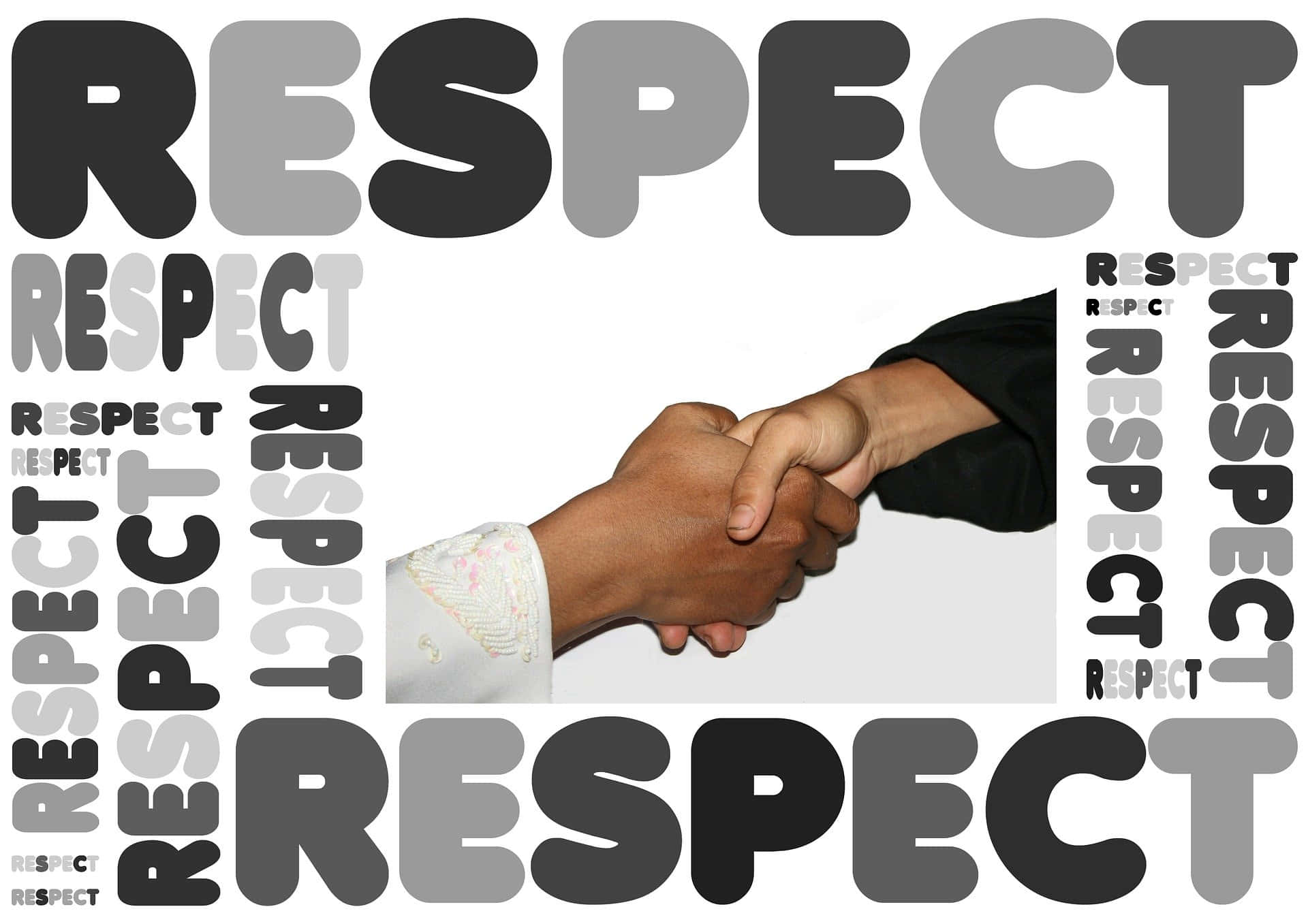 Respekten Hälsning Med Handskakning Och Orden Respekt