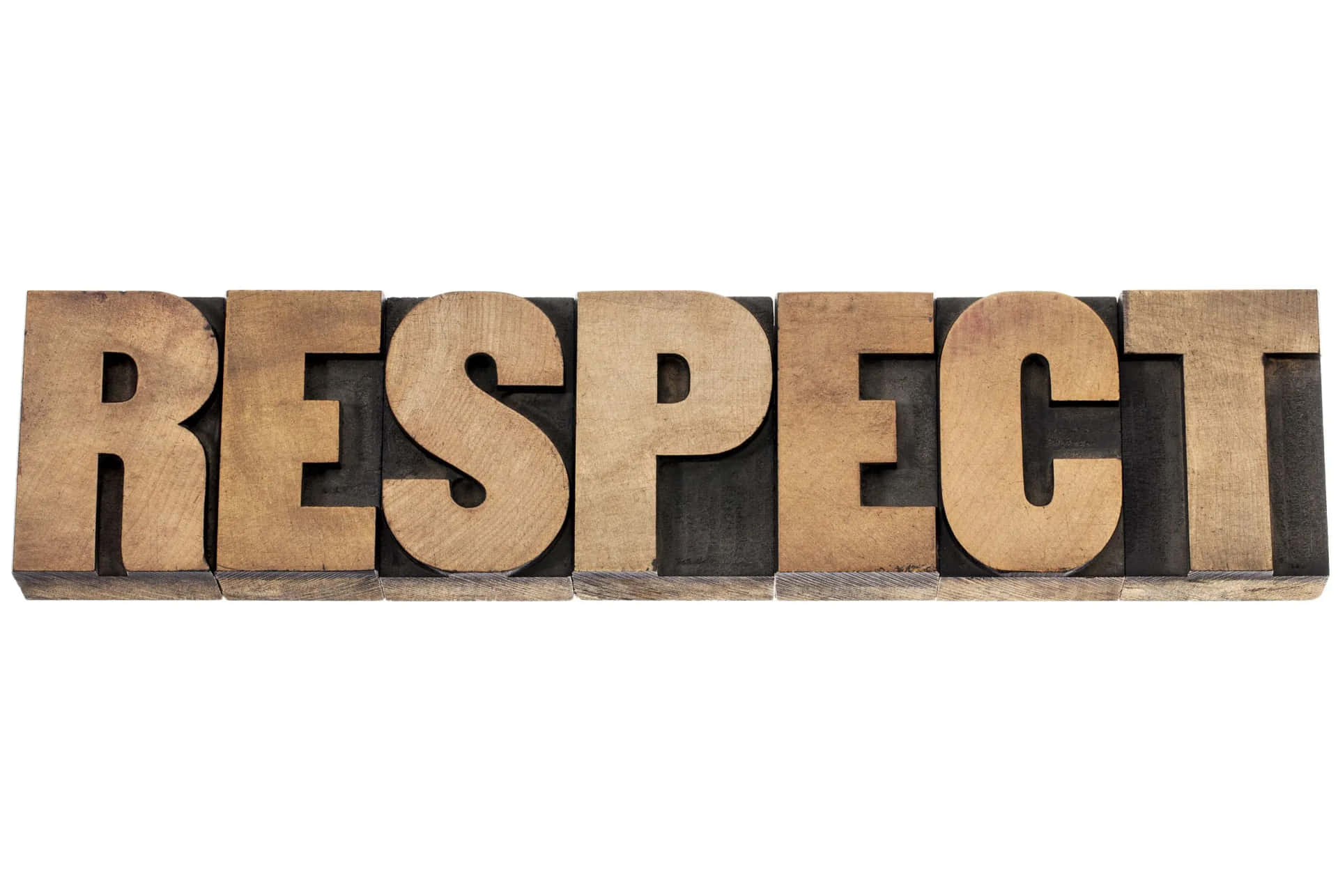 Respect Word In Wood Type Isolated On White Background