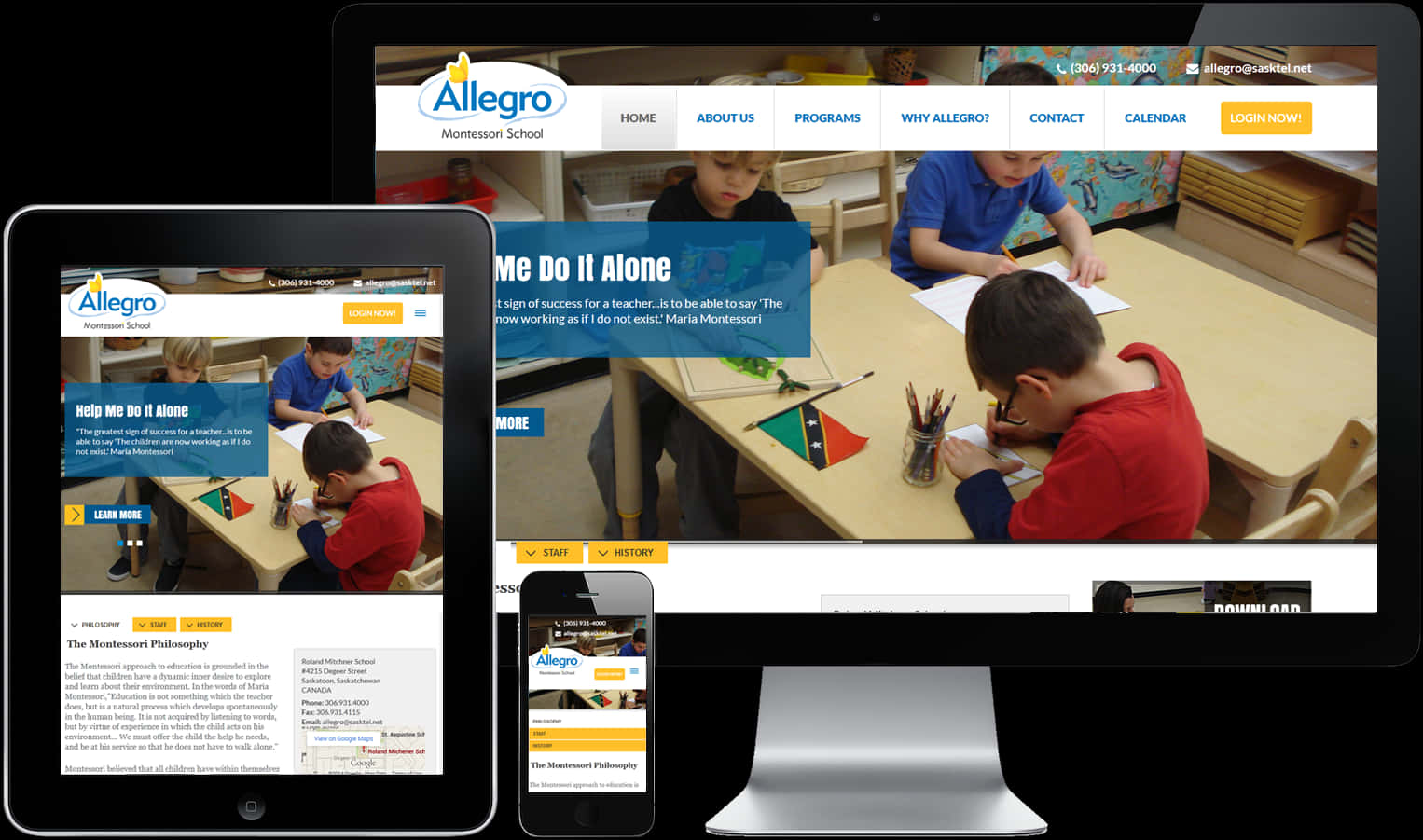 Responsive Design Allegro Montessori School Website PNG