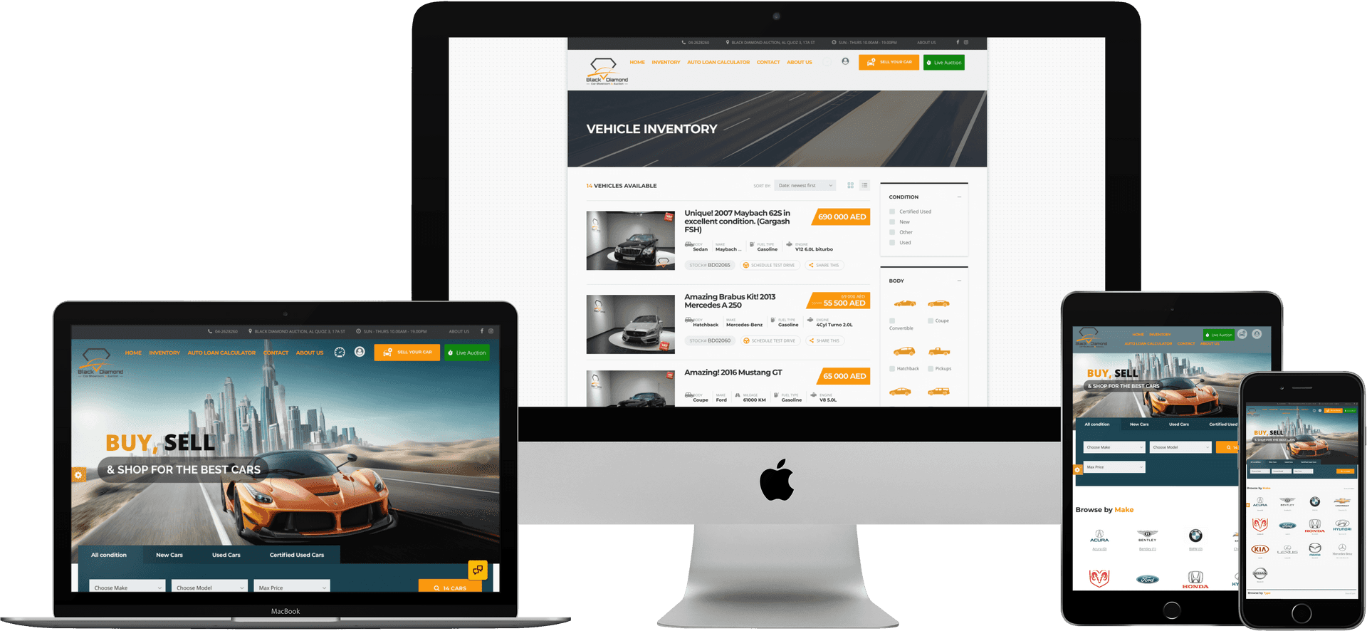 Responsive Design Mockup Car Sales Website PNG
