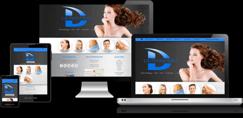 Responsive Web Design Dermatology Website Mockup PNG
