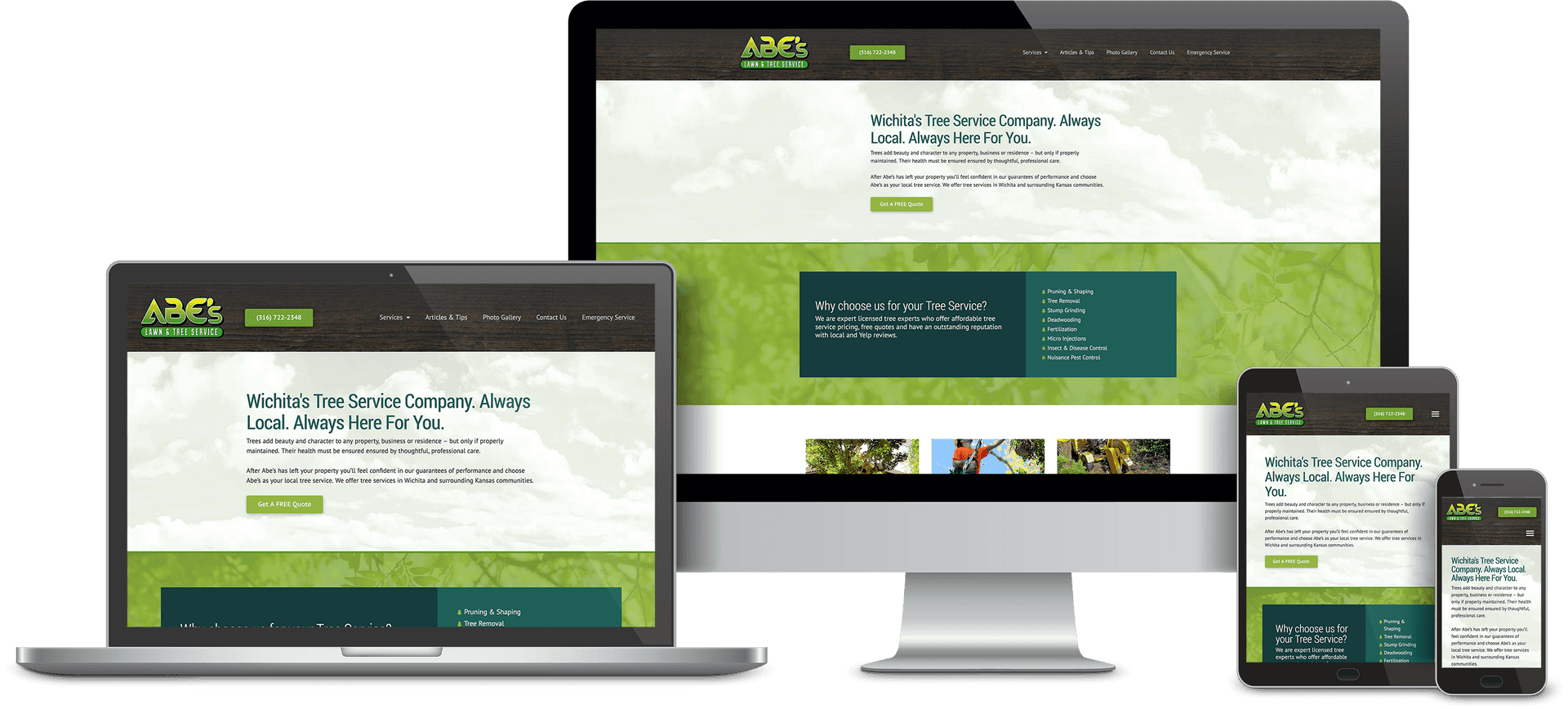 Responsive Web Design Mockup Tree Service Company PNG