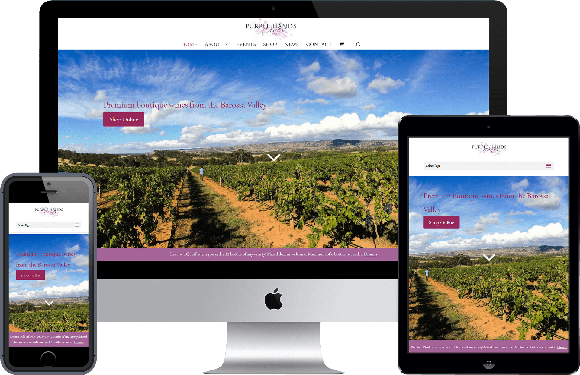 Responsive Web Design Purple Hands Winery PNG