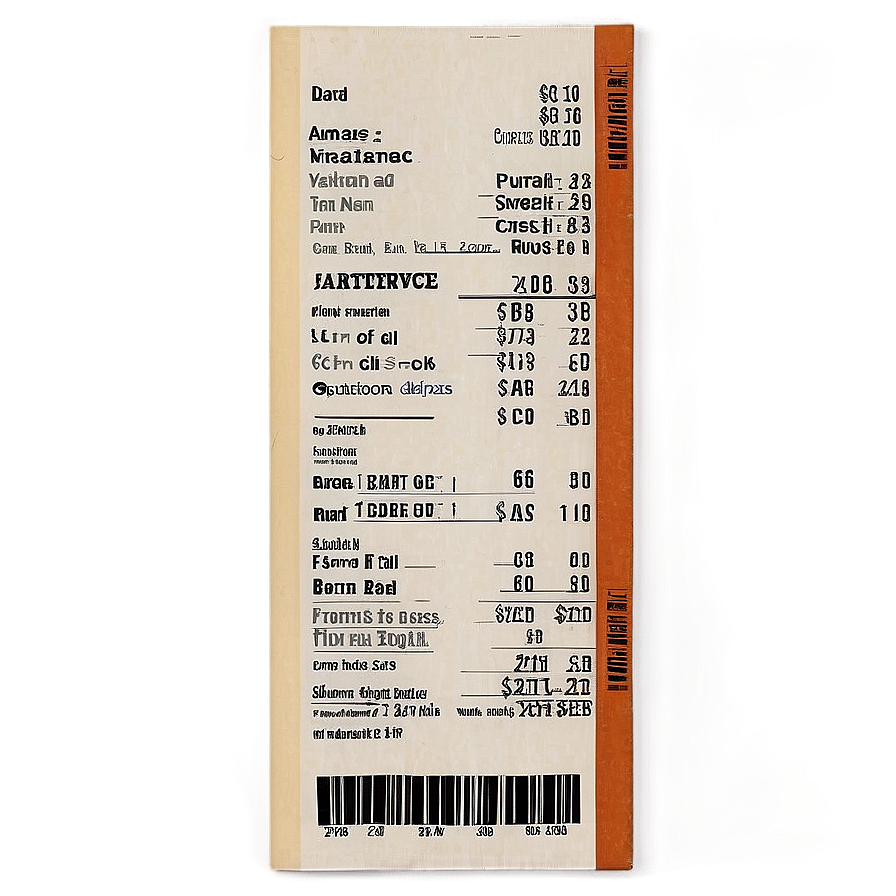 Restaurant Receipt Png 06122024 PNG