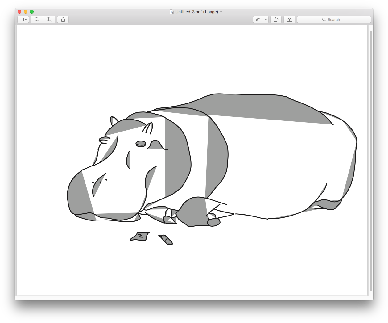 Resting Cartoon Hippopotamus PNG
