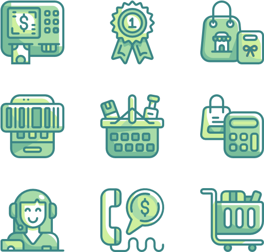 Retail Service Icons Set PNG
