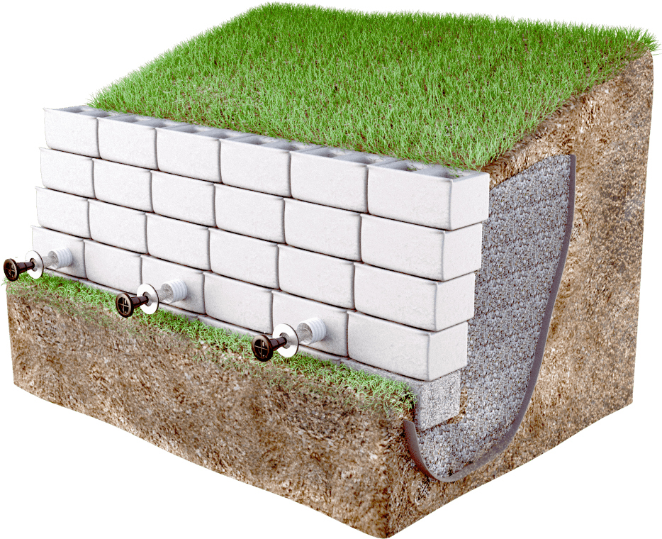 Retaining Wall Section Cutaway PNG