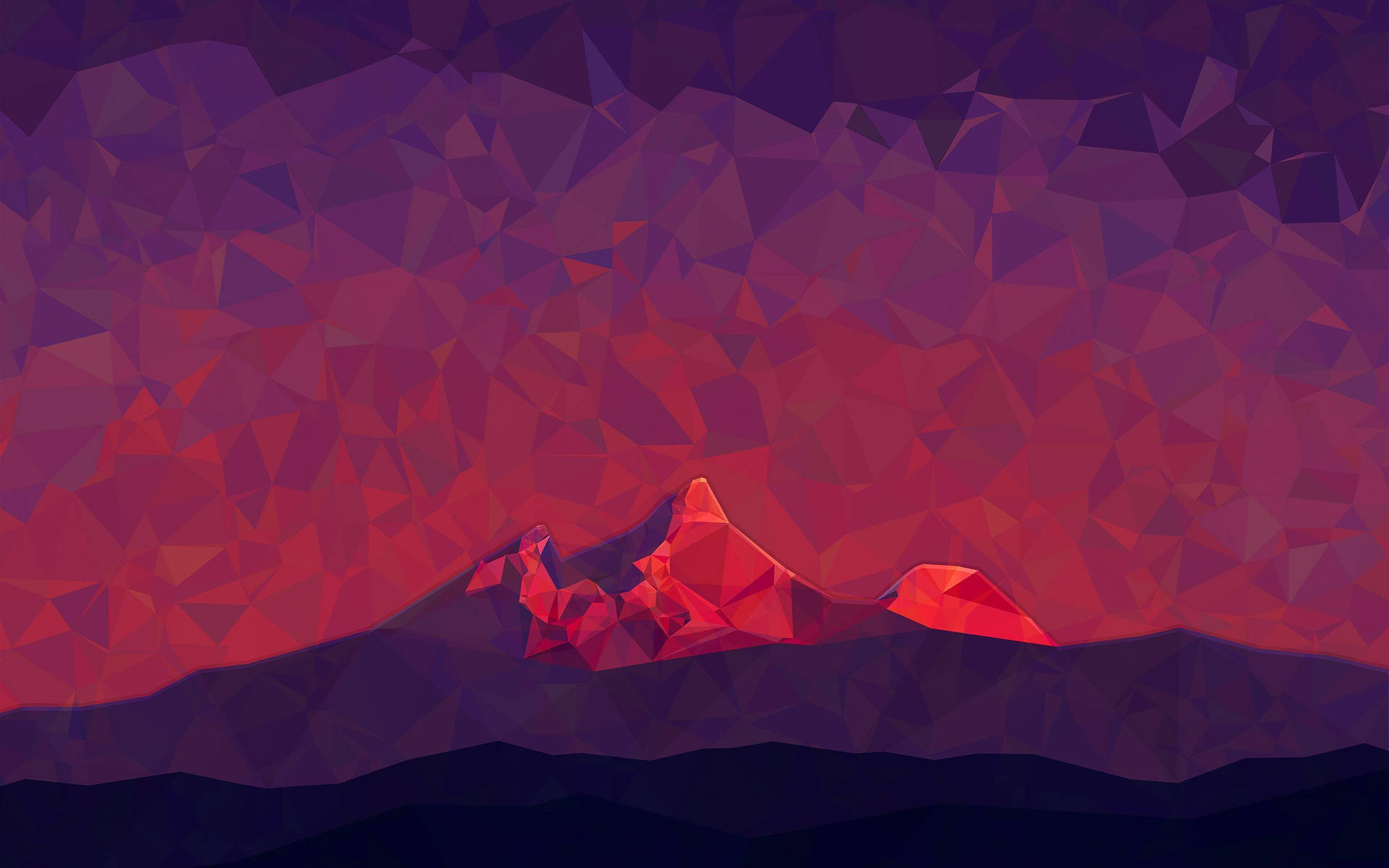 Retina Red Polygon Mountain