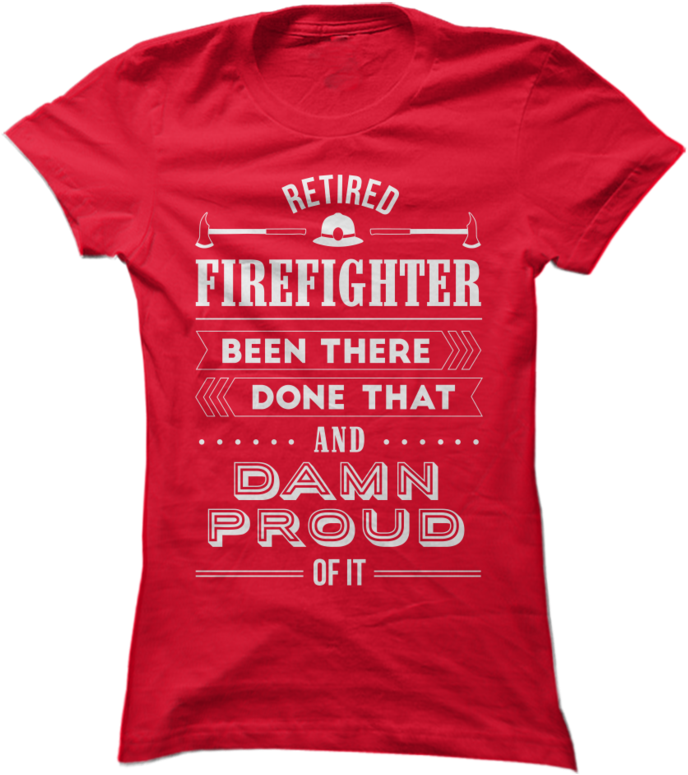 Retired Firefighter Pride Red Tshirt PNG