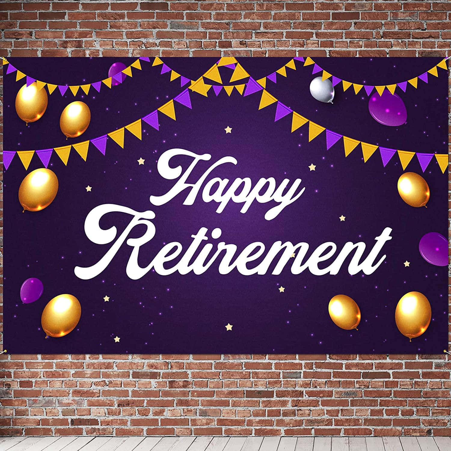 Happy Retirement Banner With Balloons And Garland