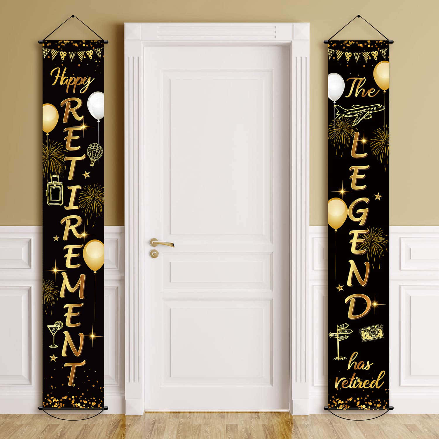 Retirement Banners - Gold And Black