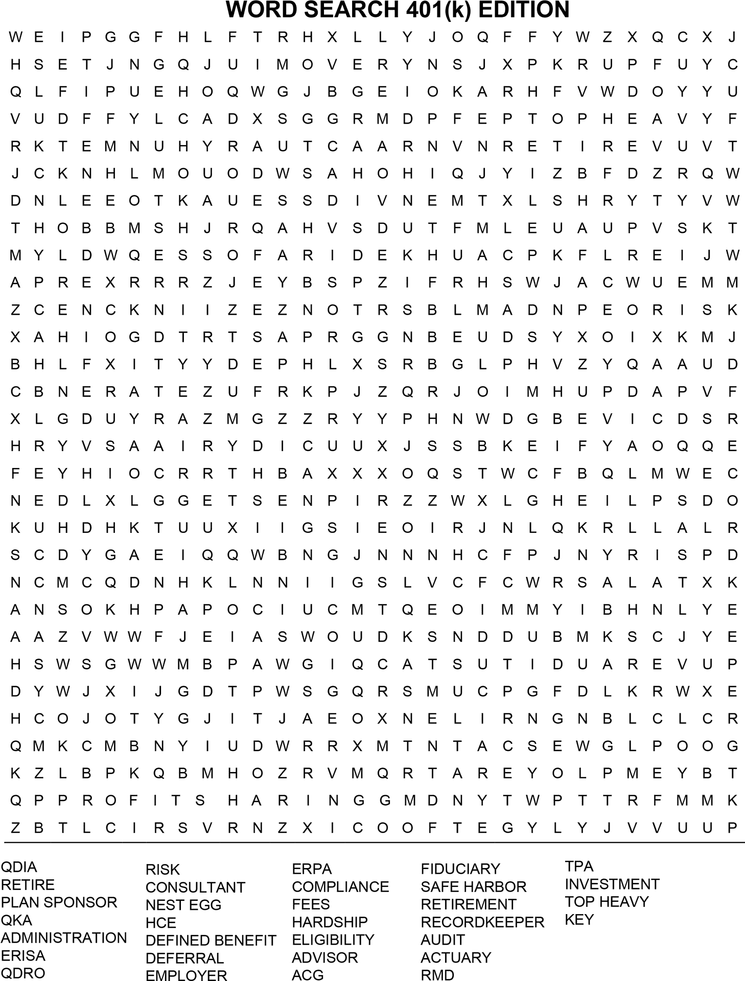 Retirement Plan Word Search Puzzle PNG
