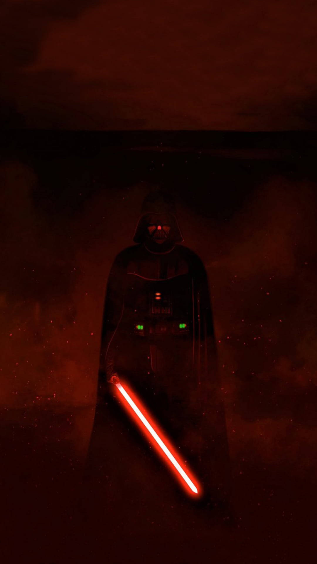 Retratode Darth Vader Con Sable De Luz Rojo De Star Wars. Fondo de pantalla