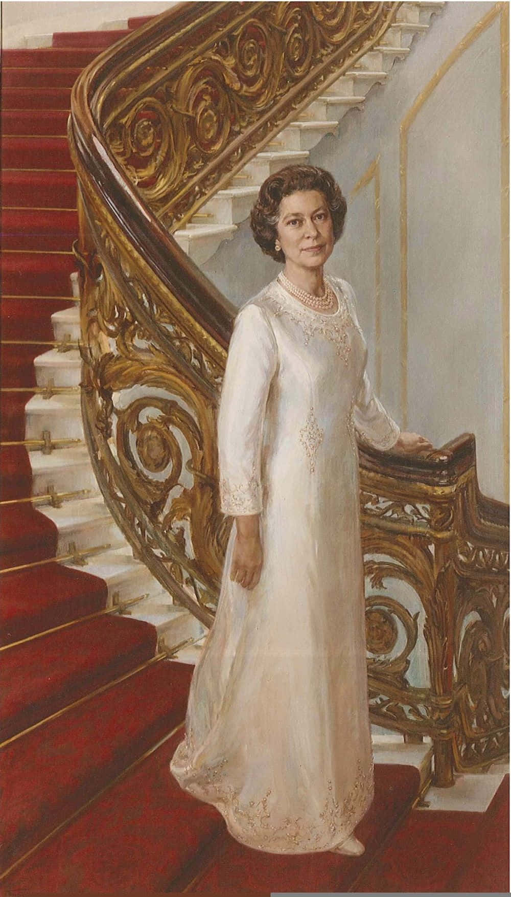 Retratode La Reina Isabel Ii Luciendo Atuendo Real.