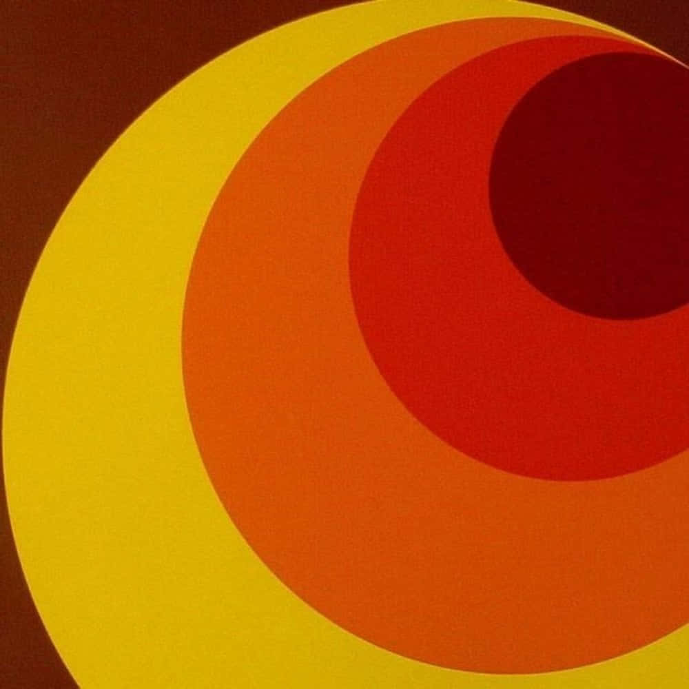 A Painting With A Yellow, Orange And Brown Circle