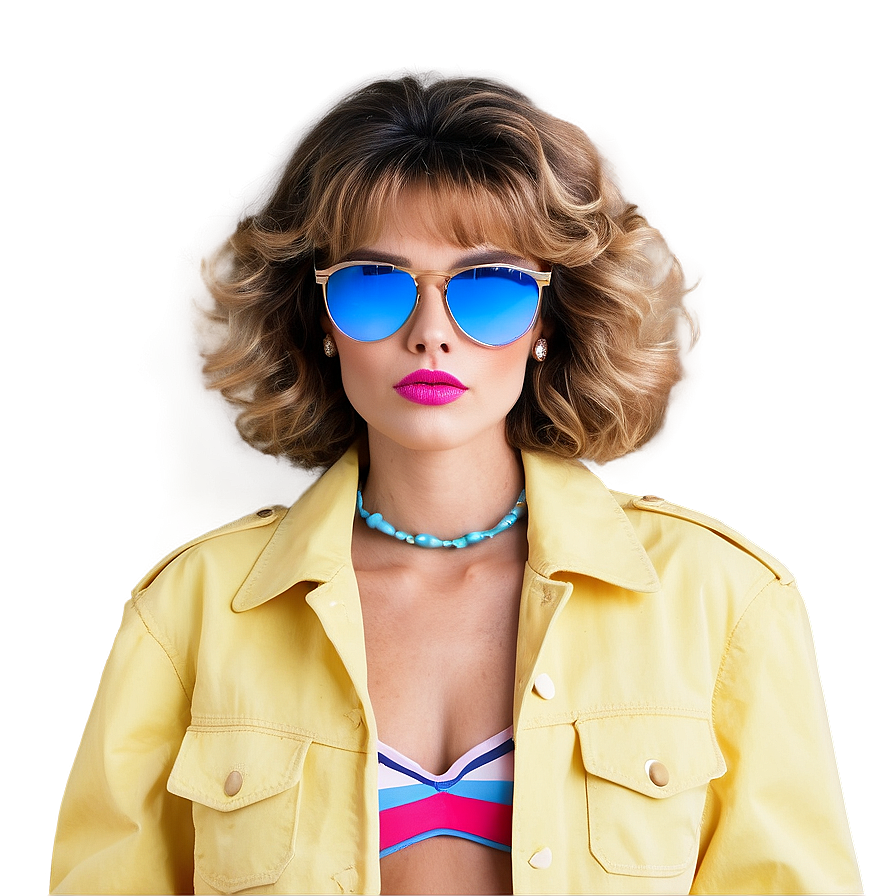 Retro 80s Fashion Portrait Png Rmv PNG