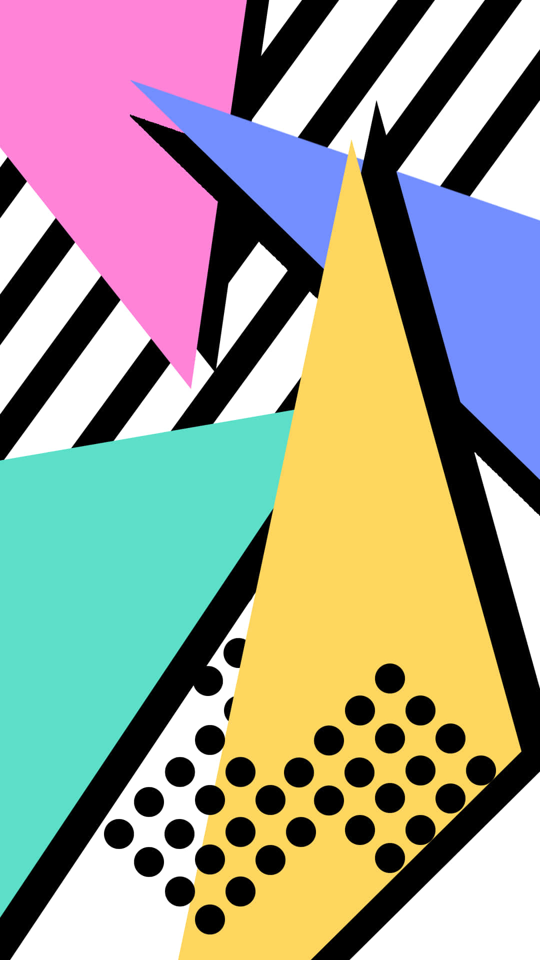 A Colorful Abstract Design With Triangles And Dots