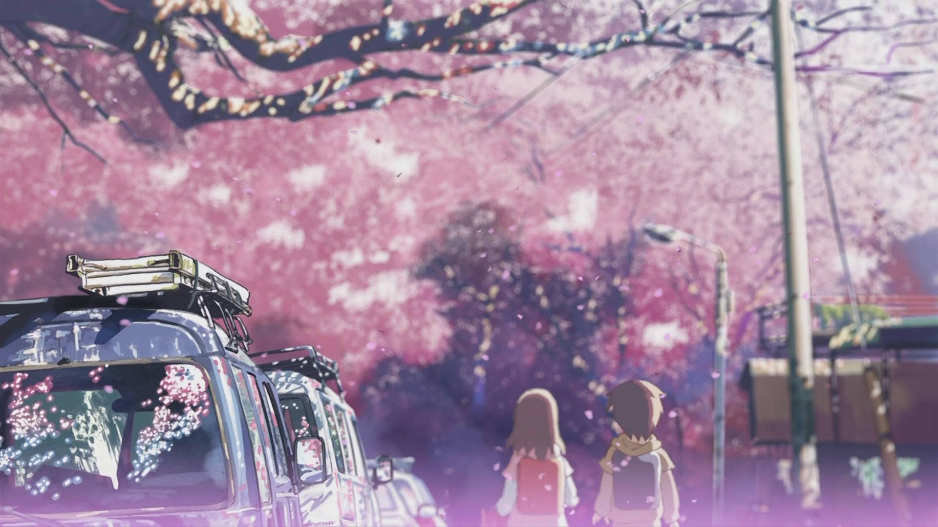 Retro Anime Aesthetic Blooming Cherry Blossoms