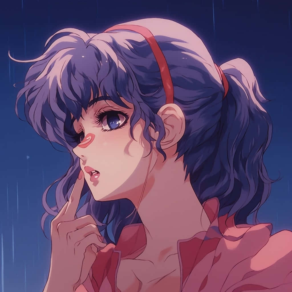Retro Anime Girl Rainy Night Aesthetic.jpg Wallpaper