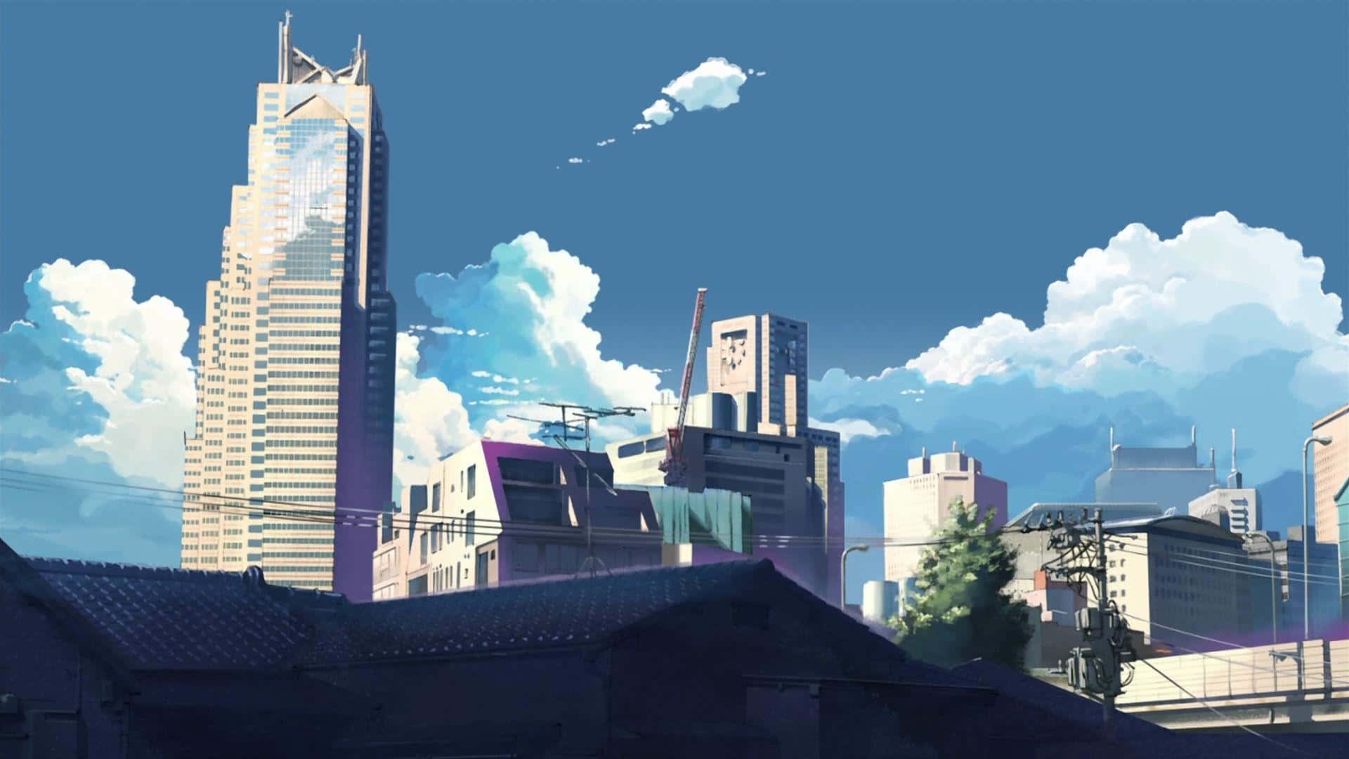 Einestadt Mit Gebäuden Und Wolken Im Hintergrund. Wallpaper