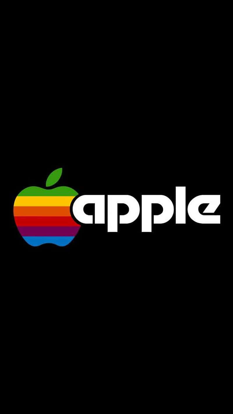 Bilde Retro Apple Logo Tapet: Et farverigt tapet med et retro Apple Logo. Wallpaper