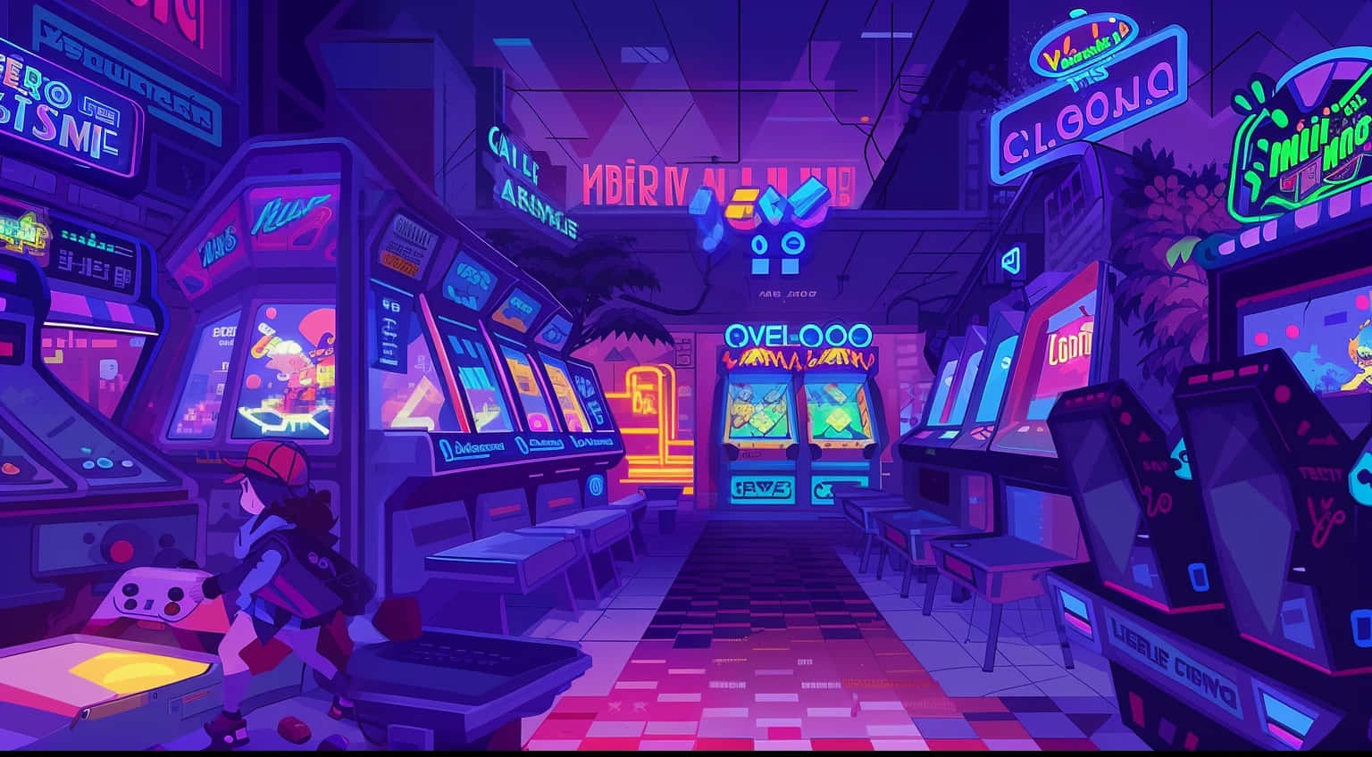 Retro Arcade Night Vibes Wallpaper