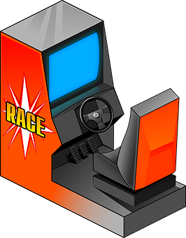 Retro Arcade Racing Game Machine PNG
